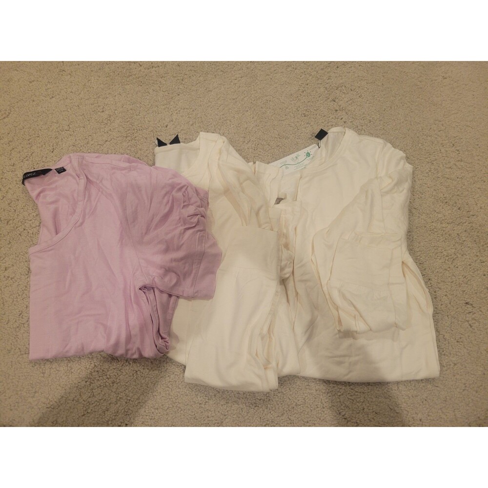 NEW HSN Lot Of 3 Women's Shirts Tops 1 Pink Short Sleeve 2 Ivory Long Sleeve XXS